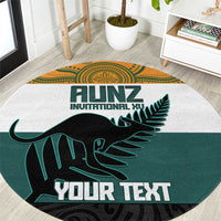 AUNZ Rugby Custom Round Carpet Australia Kangaroo New Zealand Silver Fern - Polynesian Pride