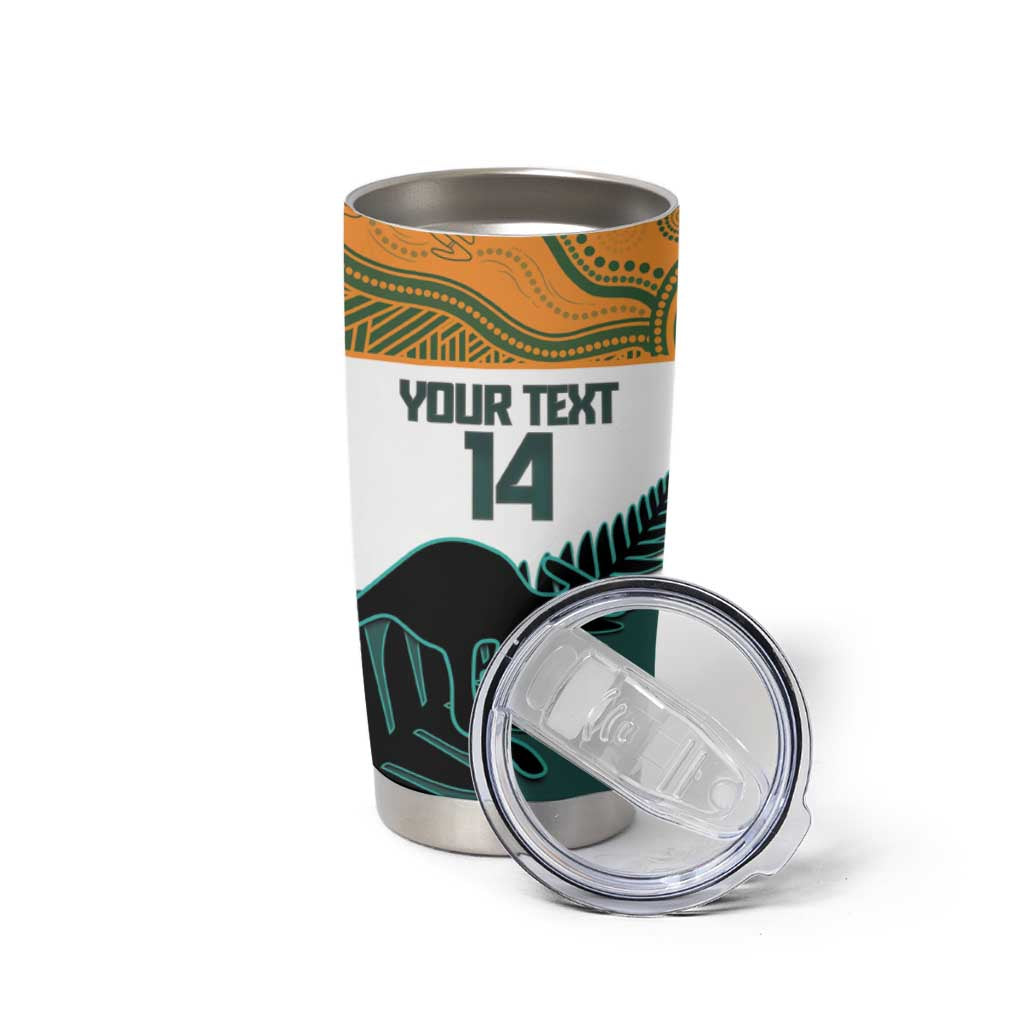 AUNZ Rugby Custom Tumbler Cup Australia Kangaroo New Zealand Silver Fern - Polynesian Pride