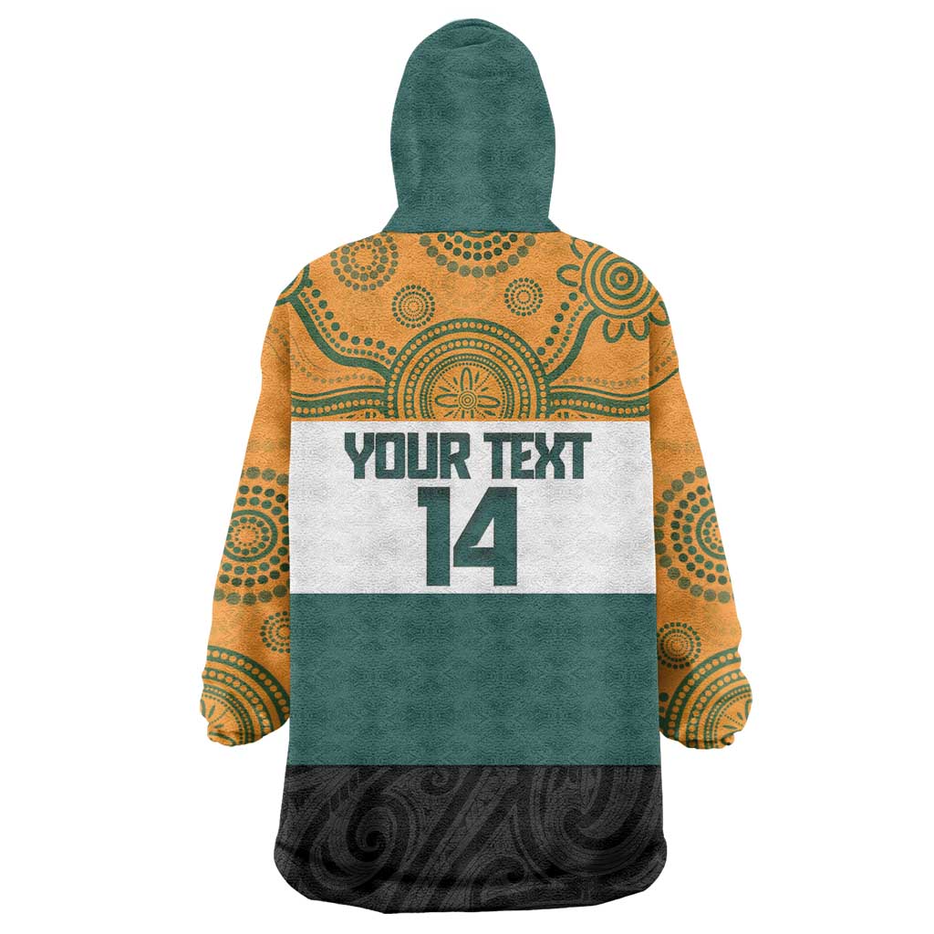 AUNZ Rugby Custom Wearable Blanket Hoodie Australia Kangaroo New Zealand Silver Fern - Polynesian Pride