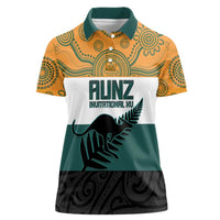 AUNZ Rugby Custom Women Polo Shirt Australia Kangaroo New Zealand Silver Fern - Polynesian Pride