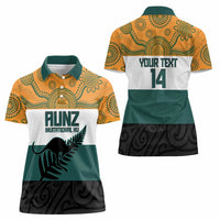 AUNZ Rugby Custom Women Polo Shirt Australia Kangaroo New Zealand Silver Fern - Polynesian Pride
