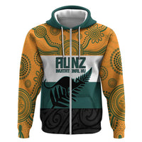 AUNZ Rugby Custom Zip Hoodie Australia Kangaroo New Zealand Silver Fern - Polynesian Pride
