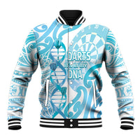 Personalised New Zealand Darts Baseball Jacket Aotearoa Maori Its In My DNA White - Polynesian Pride