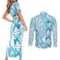 Personalised New Zealand Darts Couples Matching Short Sleeve Bodycon Dress and Long Sleeve Button Shirt Aotearoa Maori Its In My DNA White - Polynesian Pride