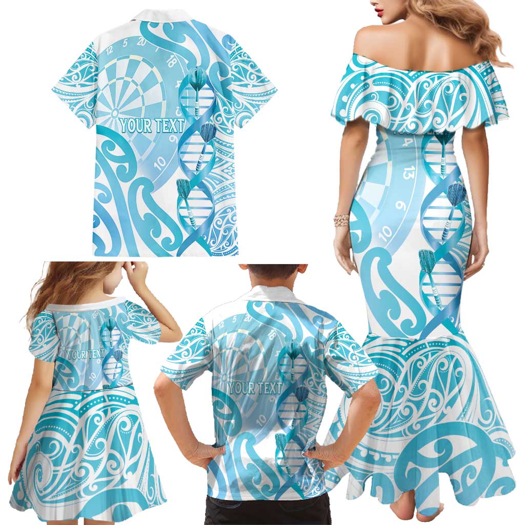 Personalised New Zealand Darts Family Matching Mermaid Dress and Hawaiian Shirt Aotearoa Maori Its In My DNA White - Polynesian Pride