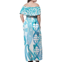 Personalised New Zealand Darts Family Matching Off Shoulder Maxi Dress and Hawaiian Shirt Aotearoa Maori Its In My DNA White - Polynesian Pride