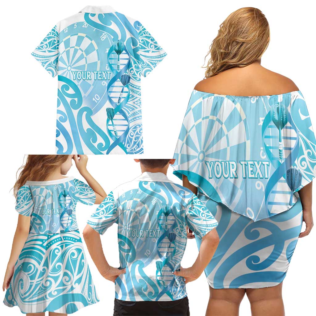 Personalised New Zealand Darts Family Matching Off Shoulder Short Dress and Hawaiian Shirt Aotearoa Maori Its In My DNA White - Polynesian Pride