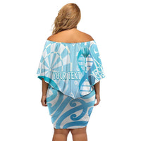 Personalised New Zealand Darts Family Matching Off Shoulder Short Dress and Hawaiian Shirt Aotearoa Maori Its In My DNA White - Polynesian Pride