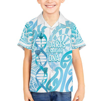 Personalised New Zealand Darts Family Matching Off Shoulder Short Dress and Hawaiian Shirt Aotearoa Maori Its In My DNA White - Polynesian Pride