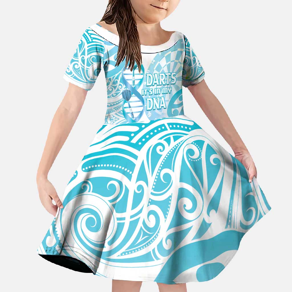 Personalised New Zealand Darts Family Matching Short Sleeve Bodycon Dress and Hawaiian Shirt Aotearoa Maori Its In My DNA White - Polynesian Pride