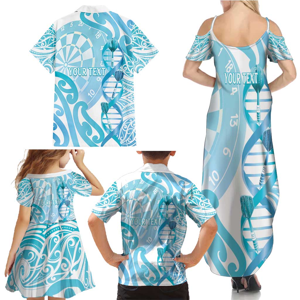 Personalised New Zealand Darts Family Matching Summer Maxi Dress and Hawaiian Shirt Aotearoa Maori Its In My DNA White - Polynesian Pride