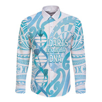 Personalised New Zealand Darts Long Sleeve Button Shirt Aotearoa Maori Its In My DNA White - Polynesian Pride