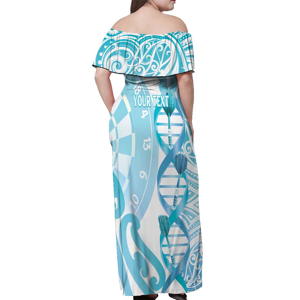 Personalised New Zealand Darts Off Shoulder Maxi Dress Aotearoa Maori Its In My DNA White - Polynesian Pride