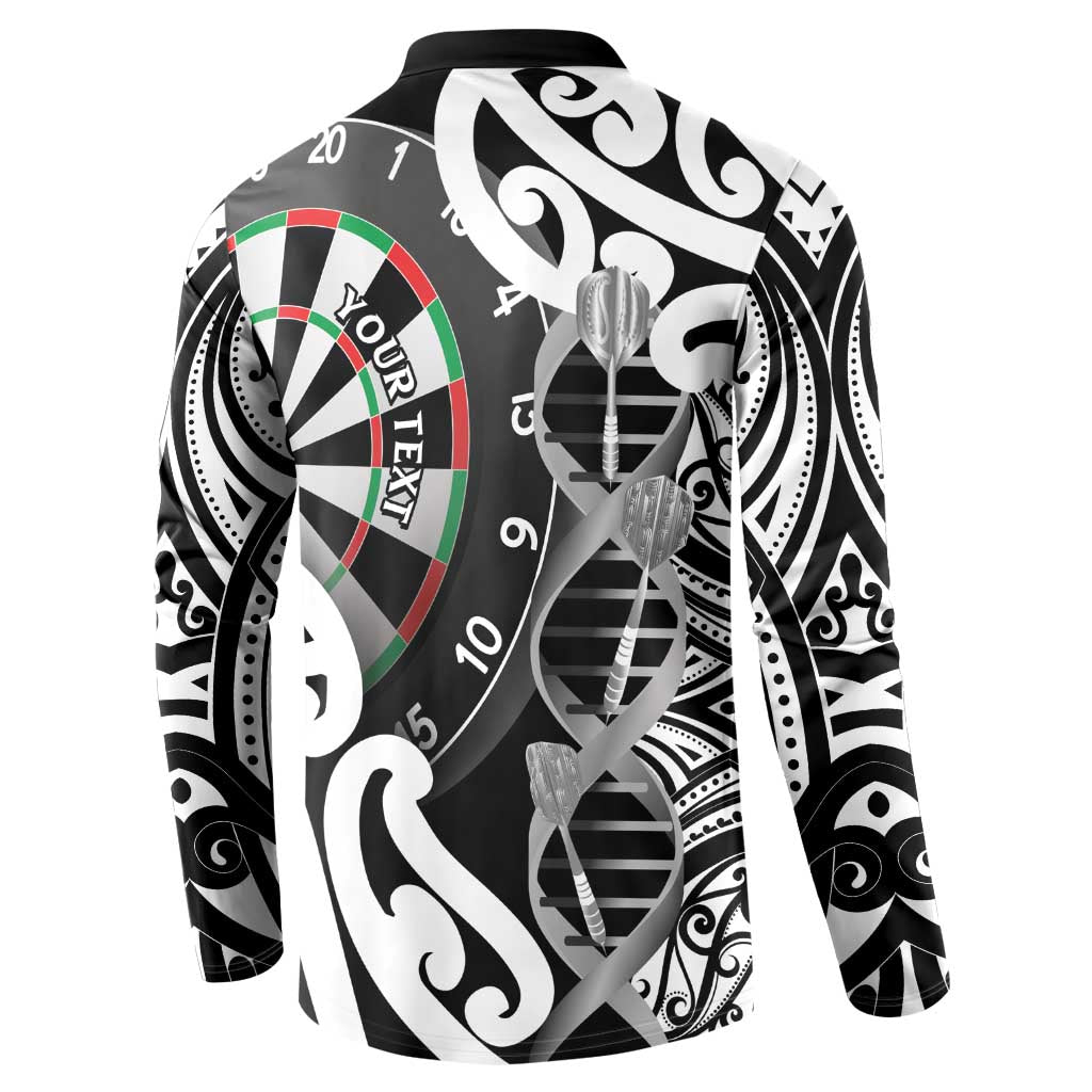 Personalised New Zealand Darts Button Sweatshirt Aotearoa Maori Its In My DNA Black - Polynesian Pride