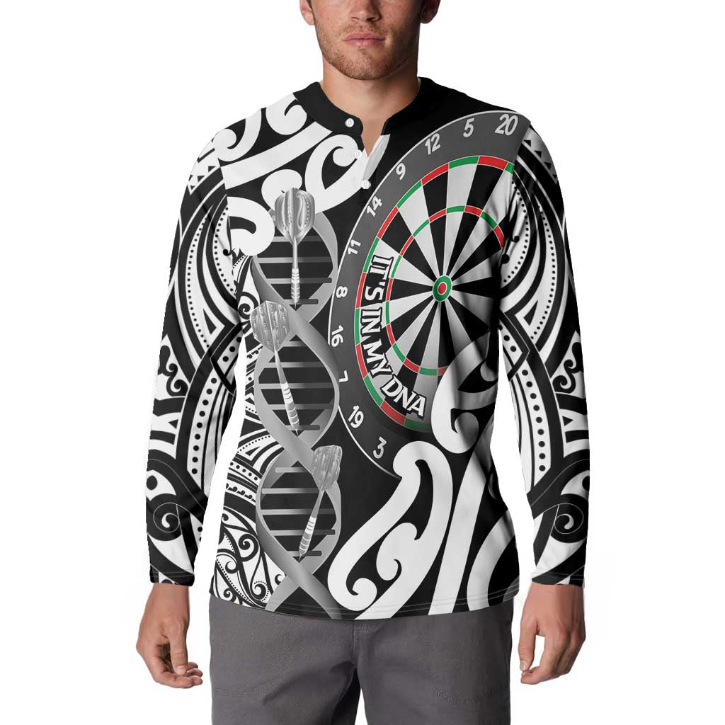 Personalised New Zealand Darts Button Sweatshirt Aotearoa Maori Its In My DNA Black - Polynesian Pride