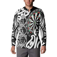 Personalised New Zealand Darts Button Sweatshirt Aotearoa Maori Its In My DNA Black - Polynesian Pride