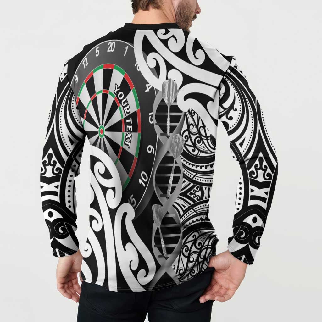 Personalised New Zealand Darts Button Sweatshirt Aotearoa Maori Its In My DNA Black - Polynesian Pride