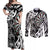 Personalised New Zealand Darts Couples Matching Off Shoulder Maxi Dress and Long Sleeve Button Shirt Aotearoa Maori Its In My DNA Black - Polynesian Pride