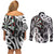 Personalised New Zealand Darts Couples Matching Off Shoulder Short Dress and Long Sleeve Button Shirt Aotearoa Maori Its In My DNA Black - Polynesian Pride