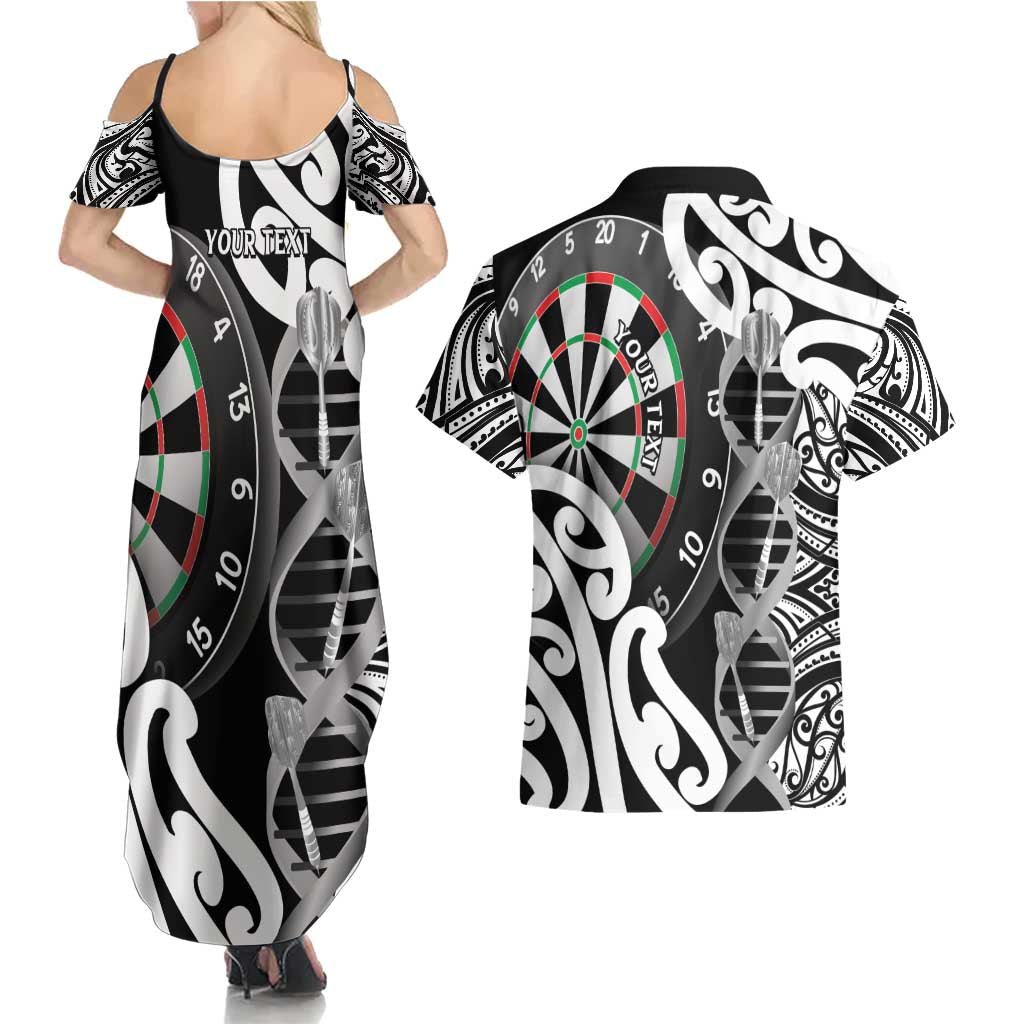 Personalised New Zealand Darts Couples Matching Summer Maxi Dress and Hawaiian Shirt Aotearoa Maori Its In My DNA Black - Polynesian Pride