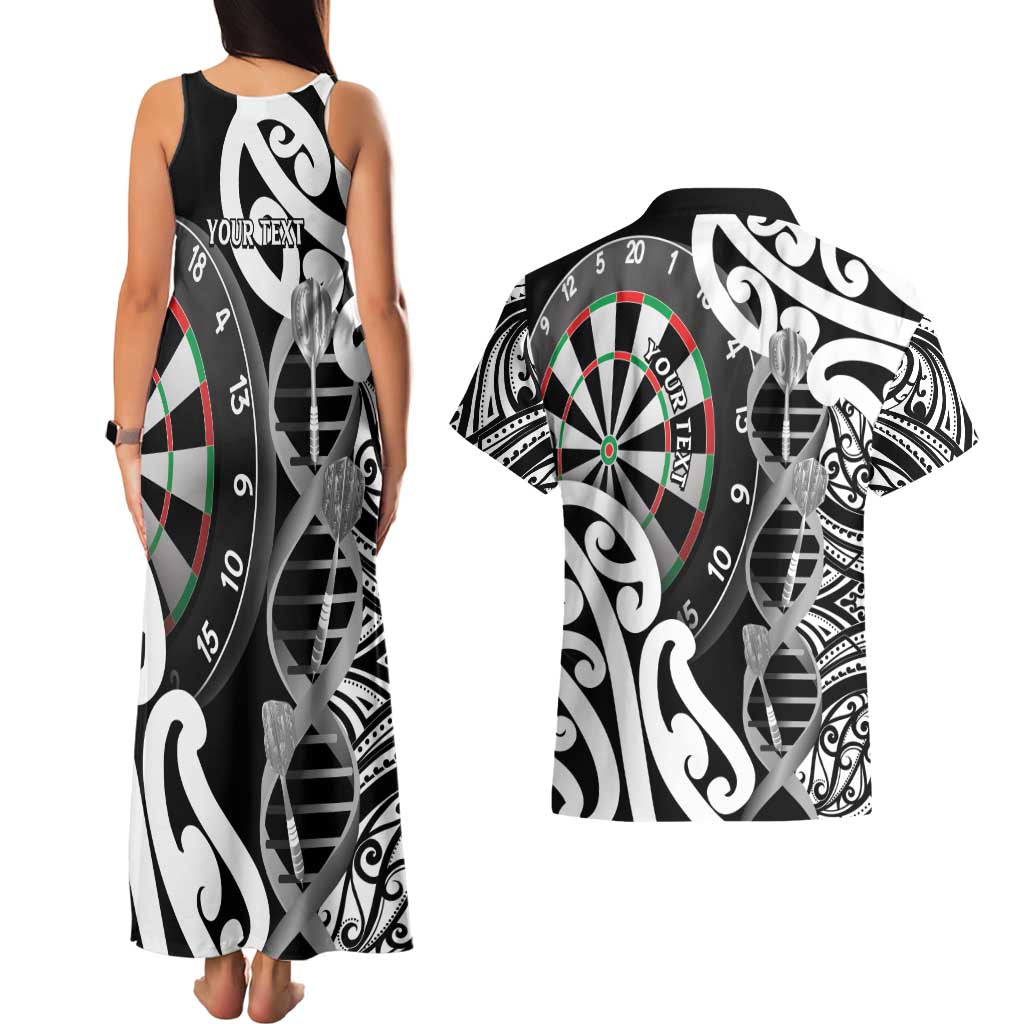 Personalised New Zealand Darts Couples Matching Tank Maxi Dress and Hawaiian Shirt Aotearoa Maori Its In My DNA Black - Polynesian Pride