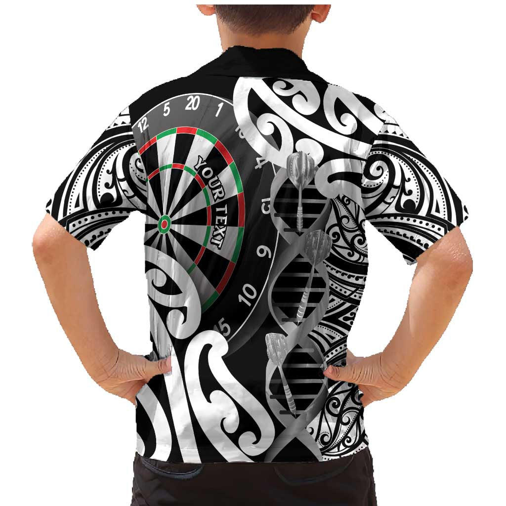 Personalised New Zealand Darts Family Matching Mermaid Dress and Hawaiian Shirt Aotearoa Maori Its In My DNA Black - Polynesian Pride
