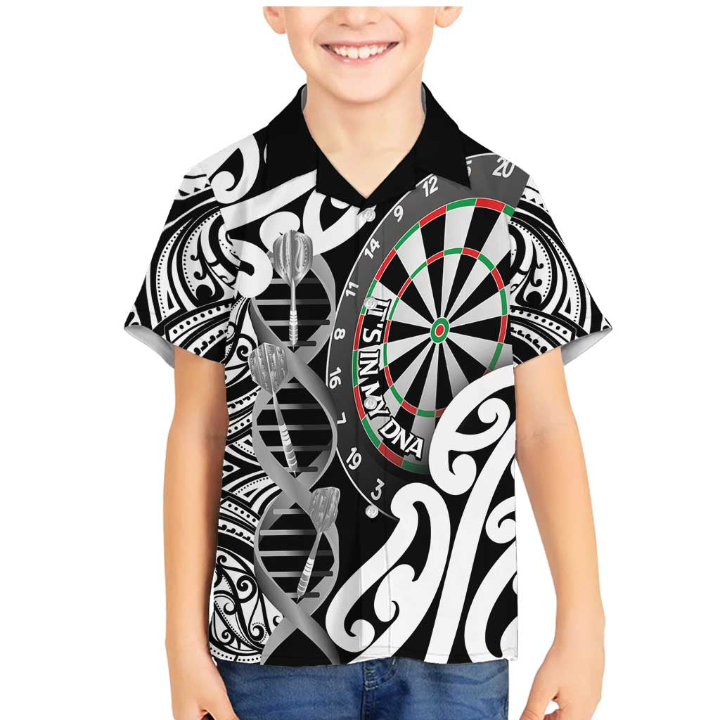 Personalised New Zealand Darts Family Matching Mermaid Dress and Hawaiian Shirt Aotearoa Maori Its In My DNA Black - Polynesian Pride