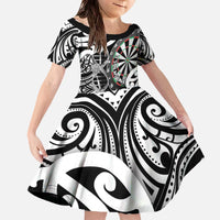 Personalised New Zealand Darts Family Matching Off The Shoulder Long Sleeve Dress and Hawaiian Shirt Aotearoa Maori Its In My DNA Black - Polynesian Pride