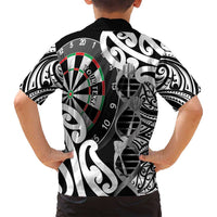 Personalised New Zealand Darts Family Matching Off Shoulder Maxi Dress and Hawaiian Shirt Aotearoa Maori Its In My DNA Black - Polynesian Pride