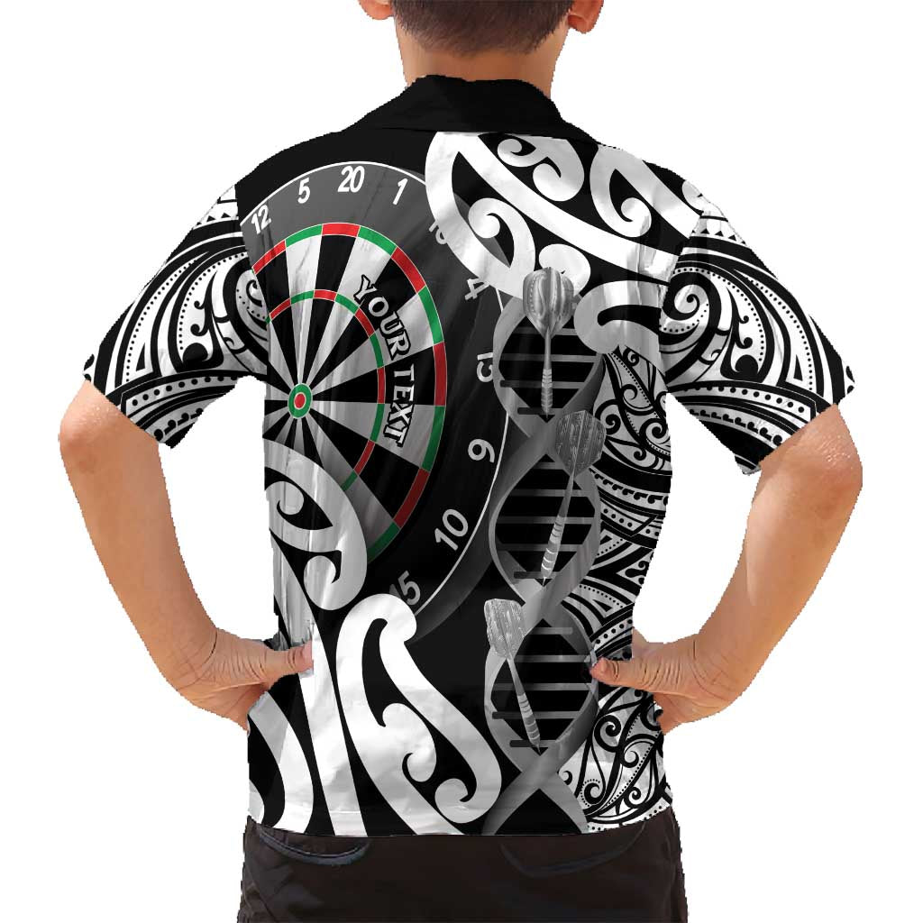 Personalised New Zealand Darts Family Matching Puletasi and Hawaiian Shirt Aotearoa Maori Its In My DNA Black - Polynesian Pride