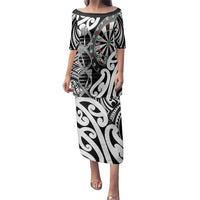 Personalised New Zealand Darts Family Matching Puletasi and Hawaiian Shirt Aotearoa Maori Its In My DNA Black - Polynesian Pride