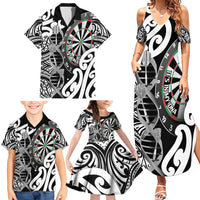 Personalised New Zealand Darts Family Matching Summer Maxi Dress and Hawaiian Shirt Aotearoa Maori Its In My DNA Black - Polynesian Pride