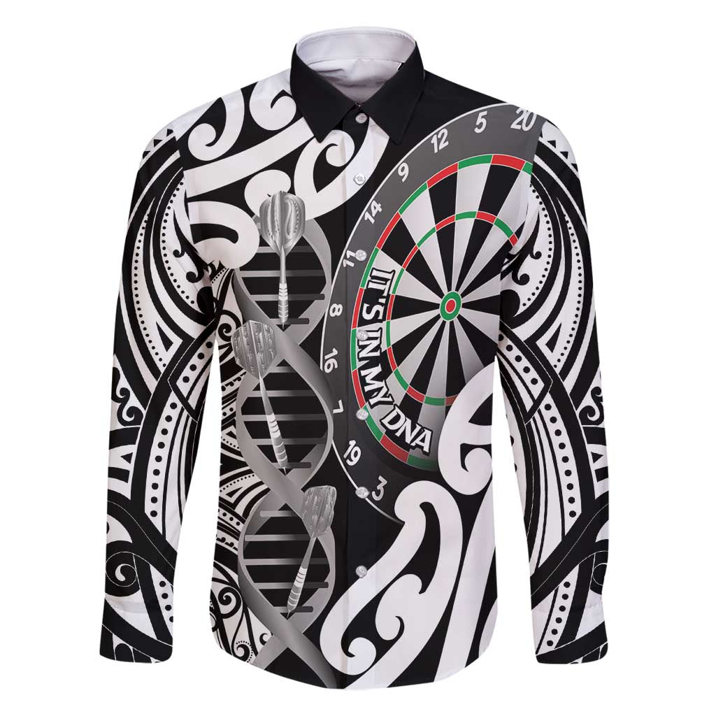 Personalised New Zealand Darts Family Matching Summer Maxi Dress and Hawaiian Shirt Aotearoa Maori Its In My DNA Black - Polynesian Pride