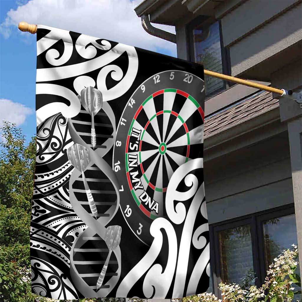 New Zealand Darts Garden Flag Aotearoa Maori Its In My DNA Black - Polynesian Pride