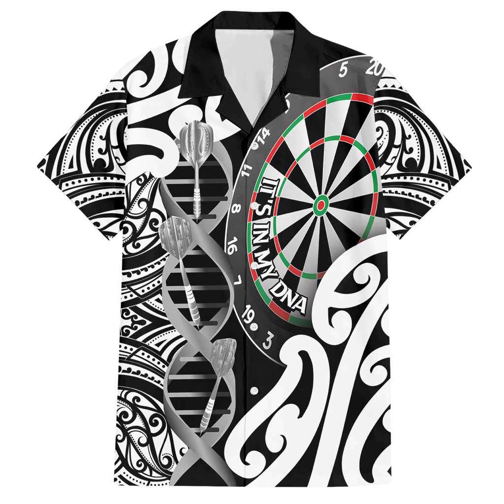 Personalised New Zealand Darts Hawaiian Shirt Aotearoa Maori Its In My DNA Black - Polynesian Pride