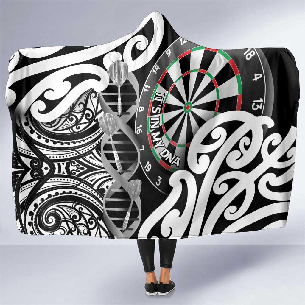 New Zealand Darts Hooded Blanket Aotearoa Maori Its In My DNA Black LT14 One Size Black - Polynesian Pride