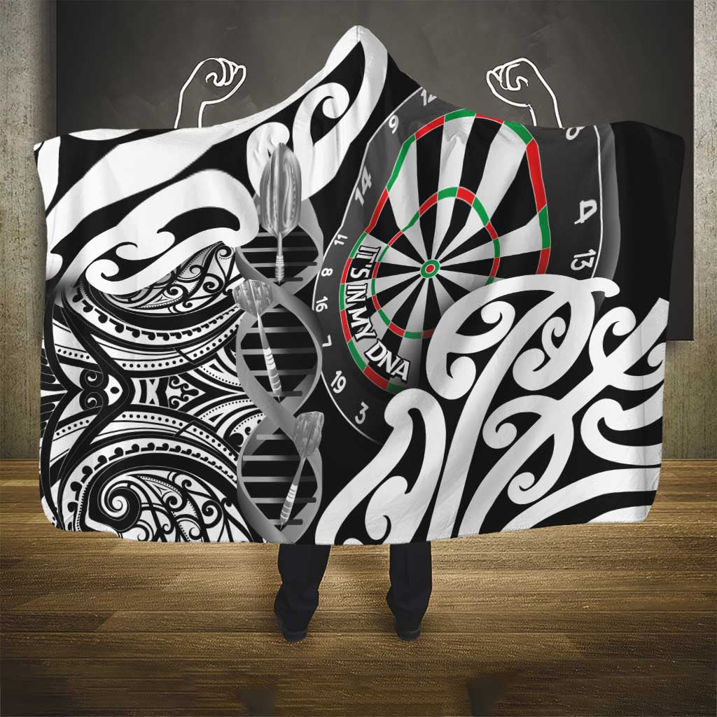 New Zealand Darts Hooded Blanket Aotearoa Maori Its In My DNA Black LT14 - Polynesian Pride