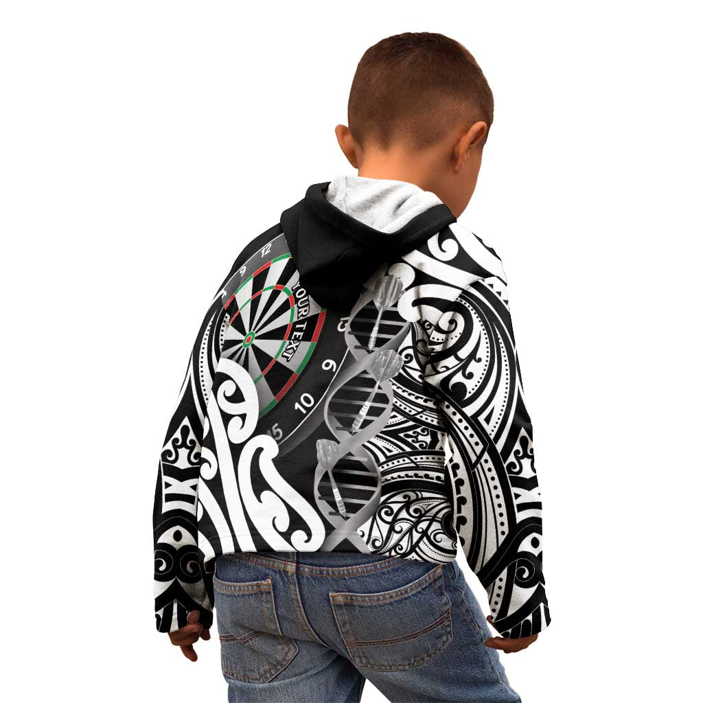 Personalised New Zealand Darts Kid Hoodie Aotearoa Maori Its In My DNA Black - Polynesian Pride