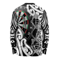 Personalised New Zealand Darts Long Sleeve Shirt Aotearoa Maori Its In My DNA Black - Polynesian Pride