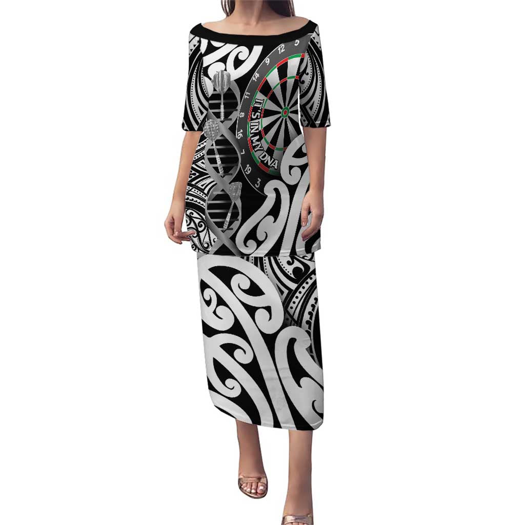 Personalised New Zealand Darts Puletasi Aotearoa Maori Its In My DNA Black - Polynesian Pride