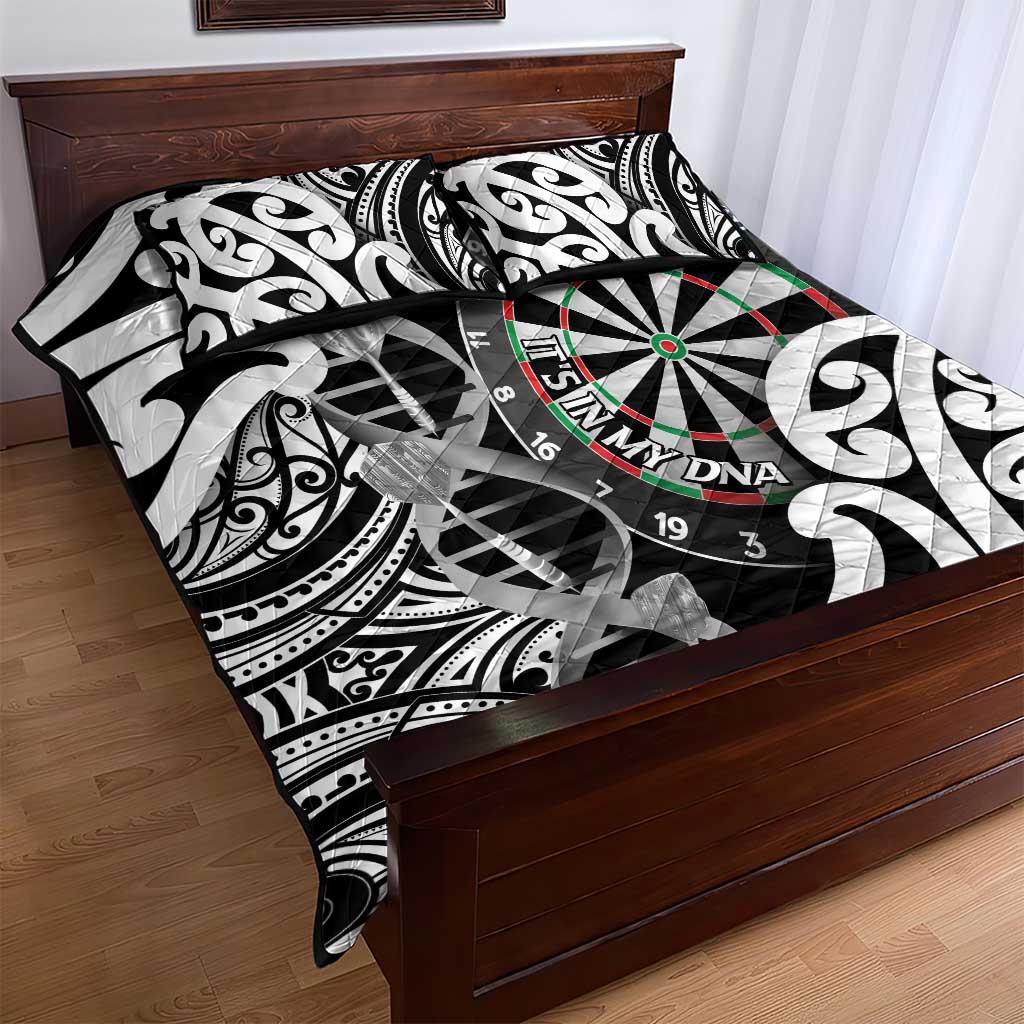 New Zealand Darts Quilt Bed Set Aotearoa Maori Its In My DNA Black - Polynesian Pride