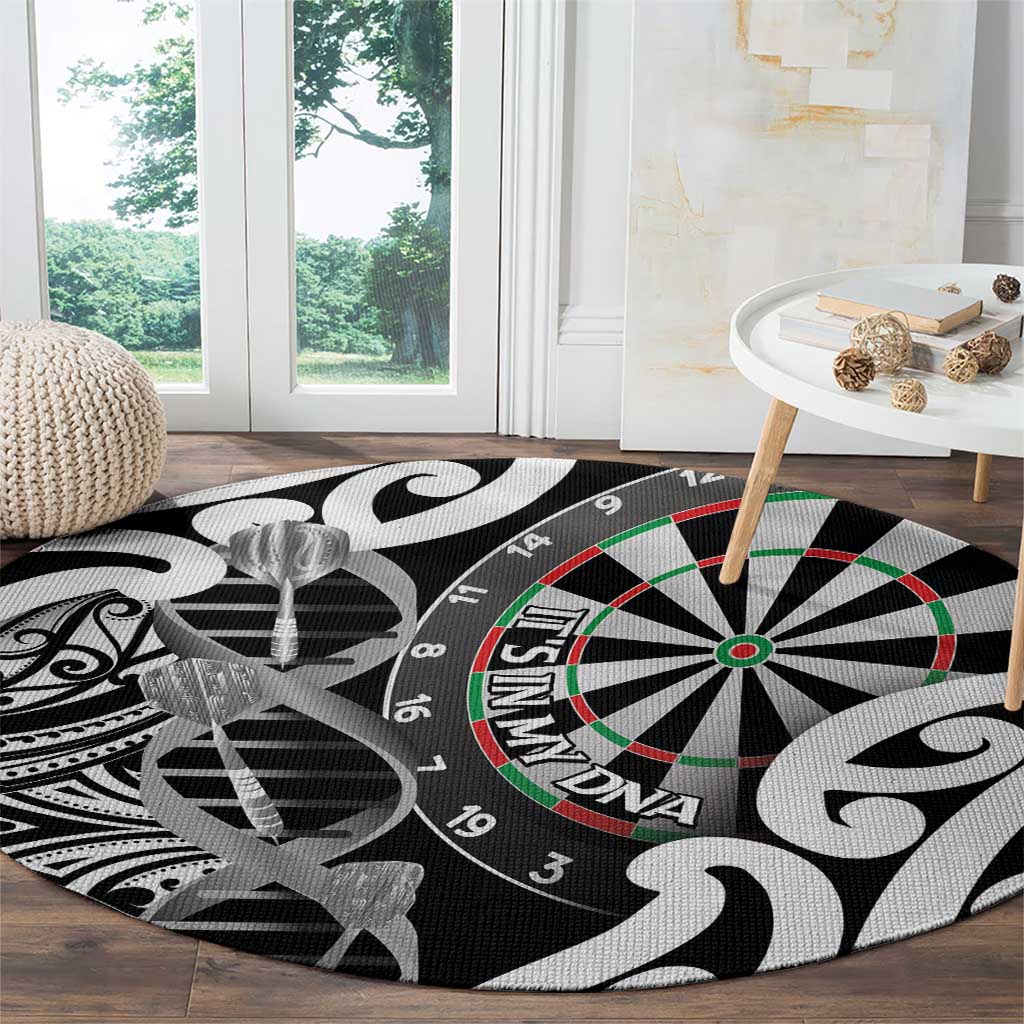 New Zealand Darts Round Carpet Aotearoa Maori Its In My DNA Black - Polynesian Pride