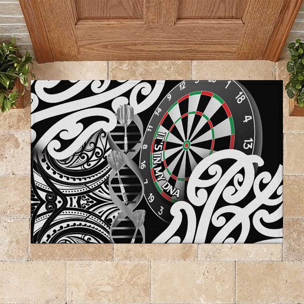 New Zealand Darts Rubber Doormat Aotearoa Maori Its In My DNA Black - Polynesian Pride