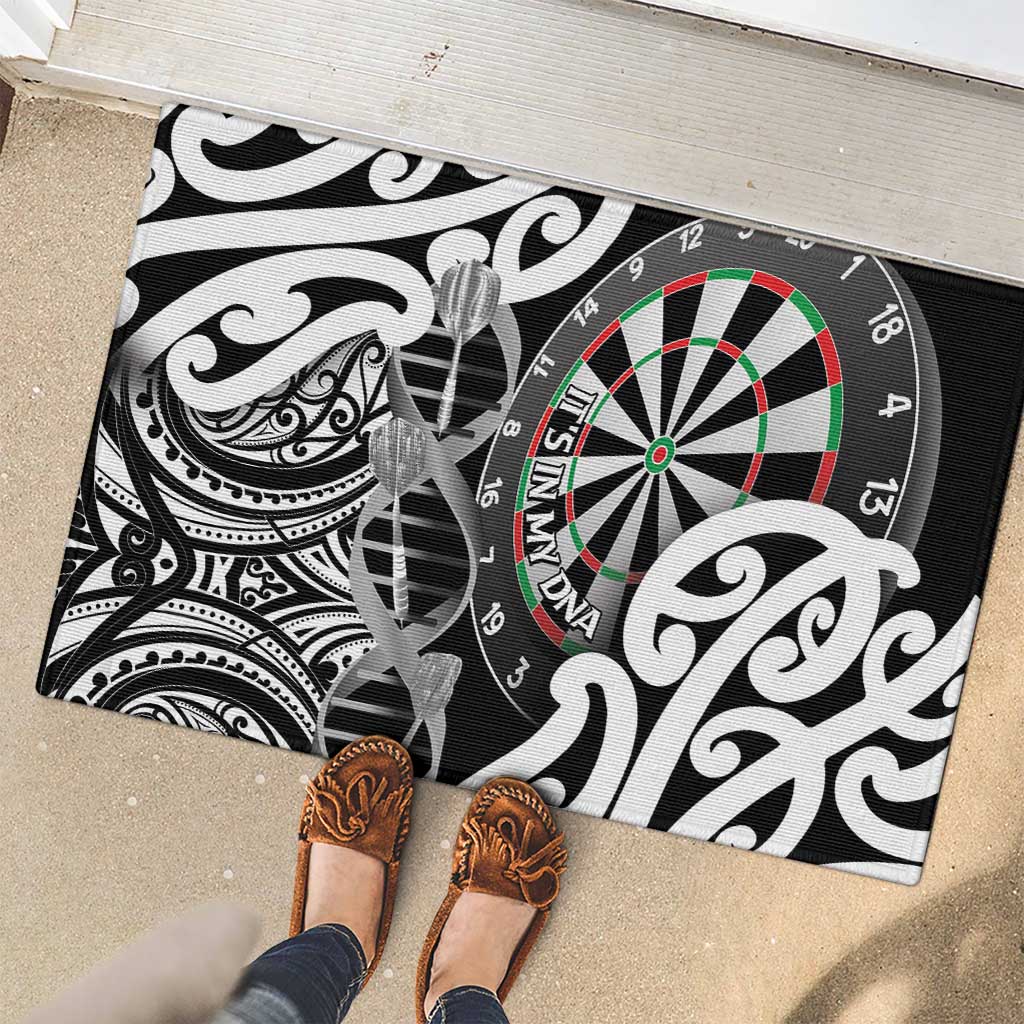 New Zealand Darts Rubber Doormat Aotearoa Maori Its In My DNA Black - Polynesian Pride