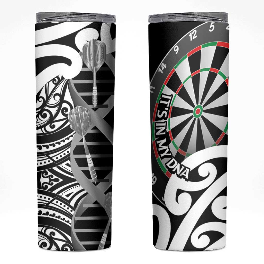 New Zealand Darts Skinny Tumbler Aotearoa Maori Its In My DNA Black - Polynesian Pride