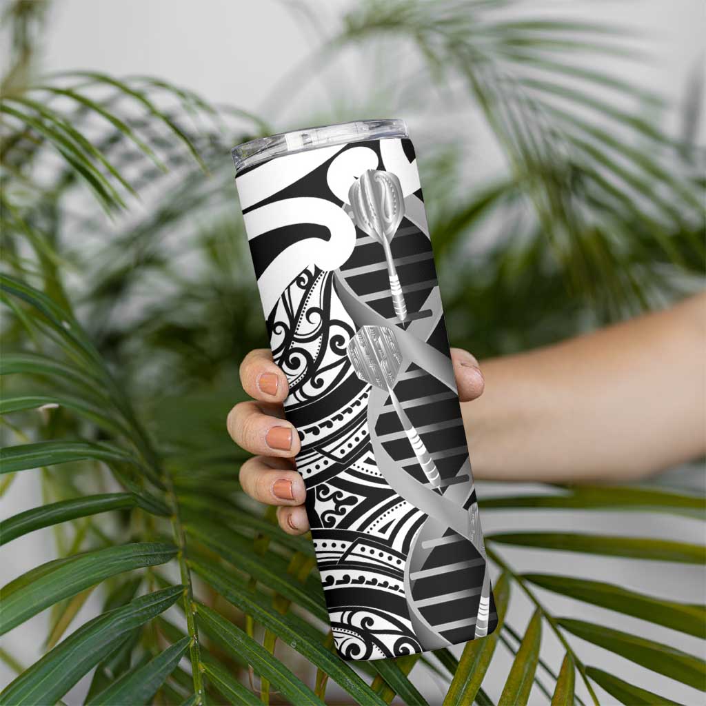 New Zealand Darts Skinny Tumbler Aotearoa Maori Its In My DNA Black - Polynesian Pride