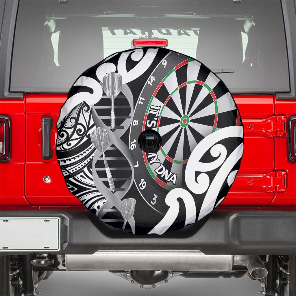 New Zealand Darts Spare Tire Cover Aotearoa Maori Its In My DNA Black - Polynesian Pride