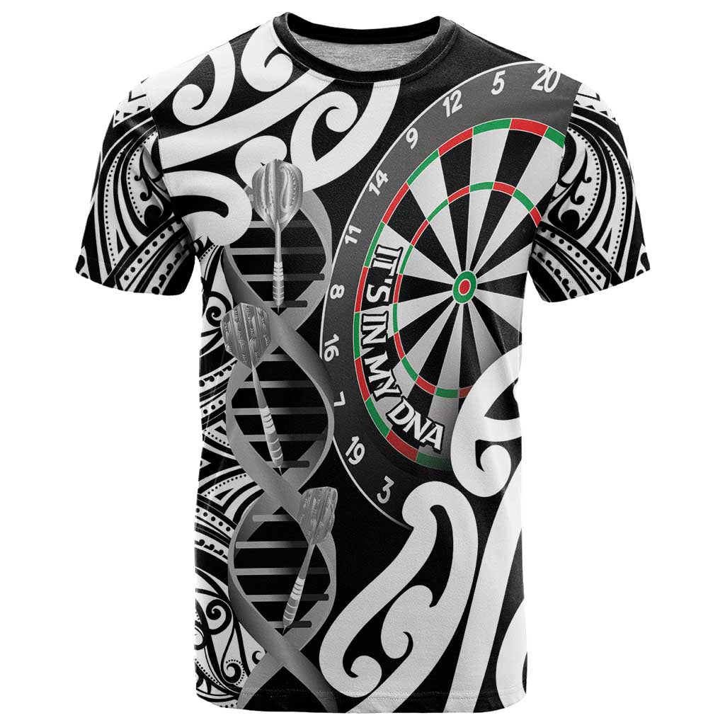 Personalised New Zealand Darts T Shirt Aotearoa Maori Its In My DNA Black - Polynesian Pride