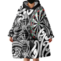 Personalised New Zealand Darts Wearable Blanket Hoodie Aotearoa Maori Its In My DNA Black - Polynesian Pride