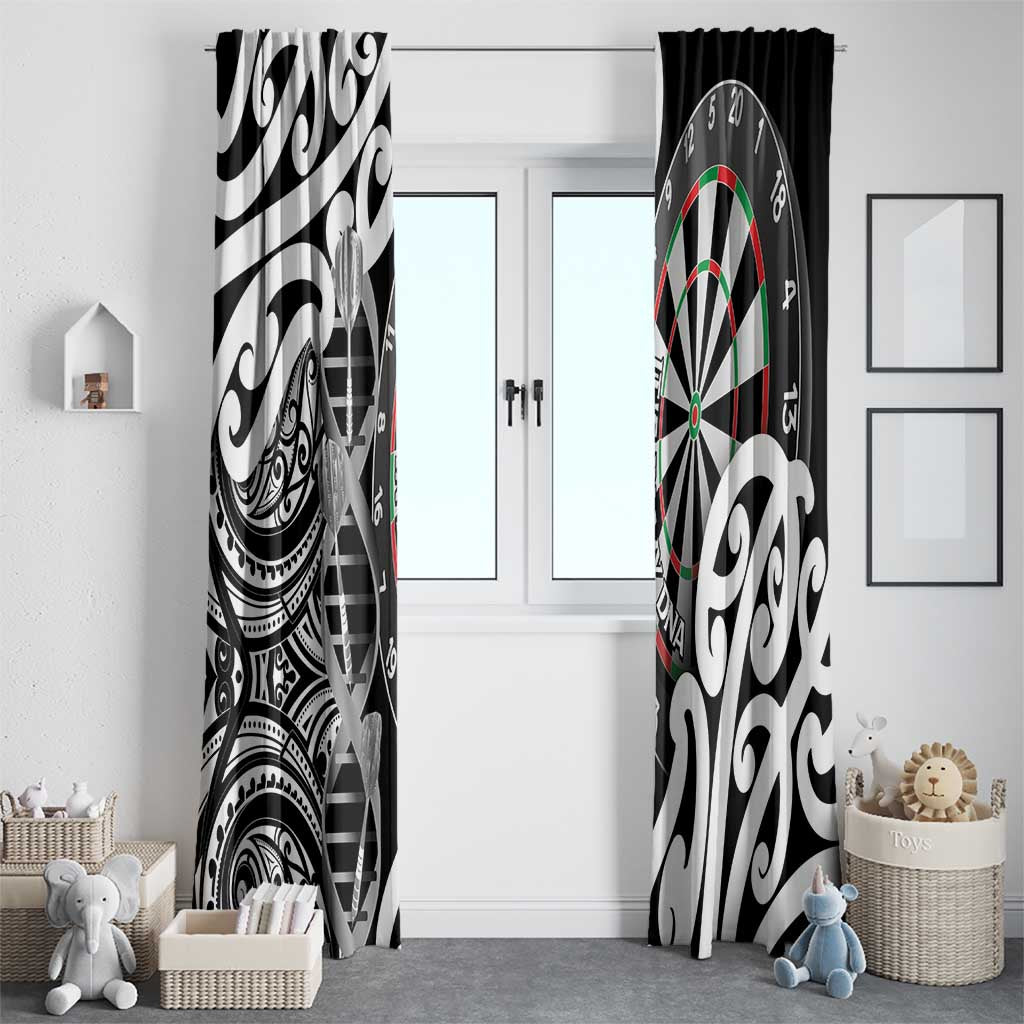 New Zealand Darts Window Curtain Aotearoa Maori Its In My DNA Black - Polynesian Pride